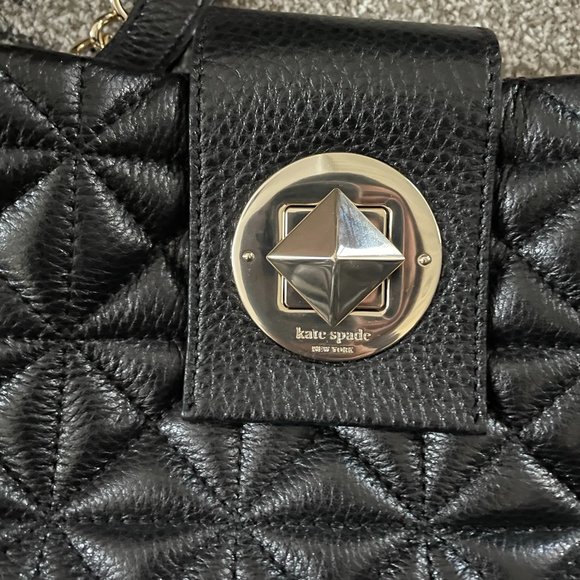 KATE SPADE WHITAKER PLACE ELENA QUILTED BLACK LEATHER BAG - Picture 2 of 4